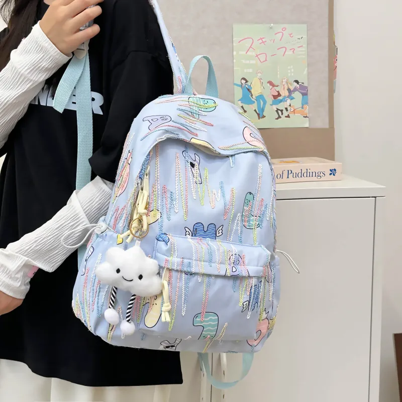 PINK·LAND Nylon Backpack Women's Multicolor-5