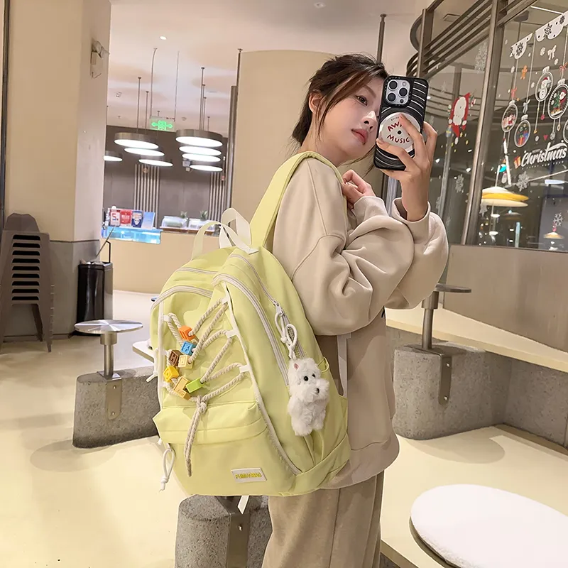 RUIPAI Nylon Backpack Women's Black/Pink/White/Yellow/Blue-16