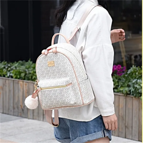 PINK·LAND PU Backpack Regular Women's Ecru/Coffee-2