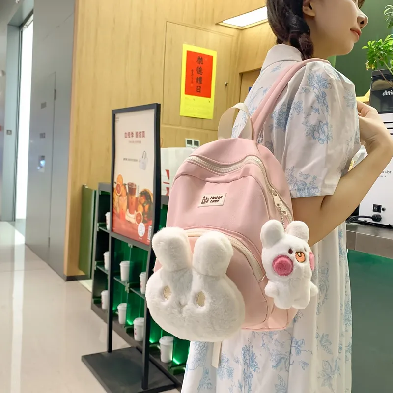 PINK·LAND Nylon Backpack Women's Black/Pink/Green/Orange/Purple-4