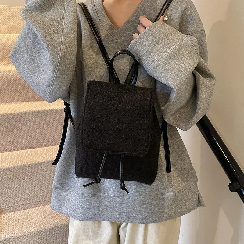 RUIPAI Woolen Backpack Women's Gray/Black-13