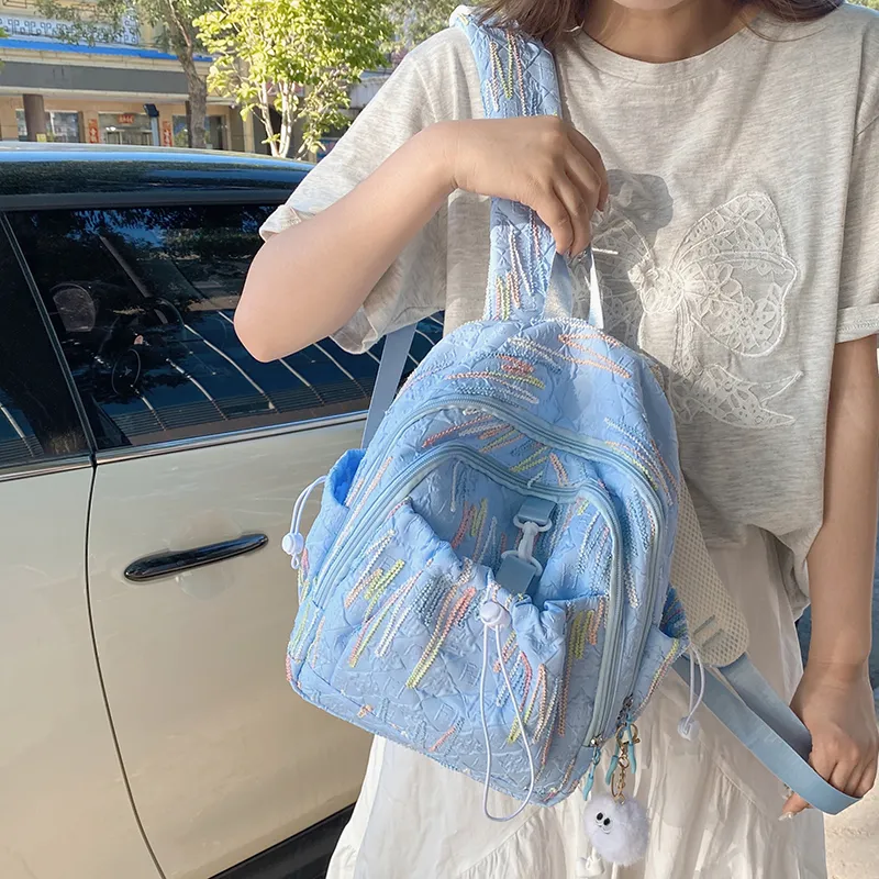 PINK·LAND Nylon Backpack Women's White/Pink/Yellow/Blue/Black-22