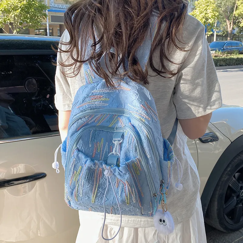 PINK·LAND Nylon Backpack Women's White/Pink/Yellow/Blue/Black-19