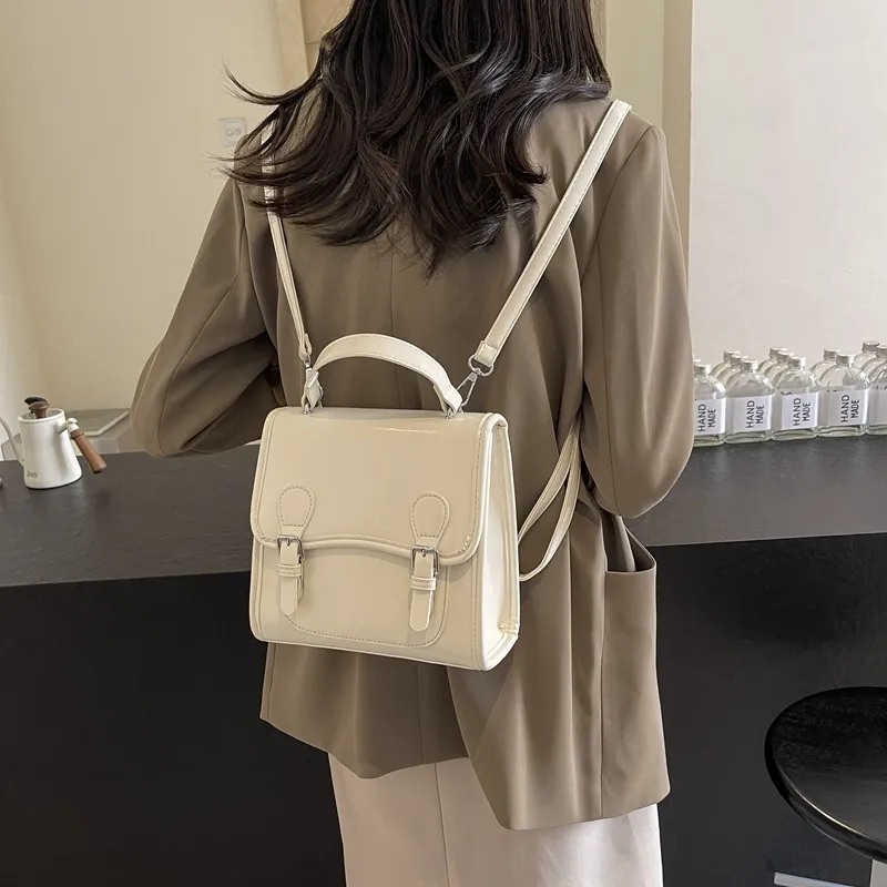 PINK·LAND PU Double Shoulder Handbag Women's Silver White/Burgundy/Black-7