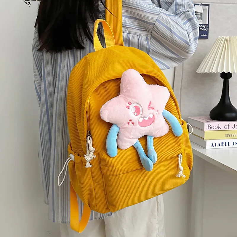PINK·LAND Nylon Backpack Medium Size Women's White/Pink/Green/Yellow-29