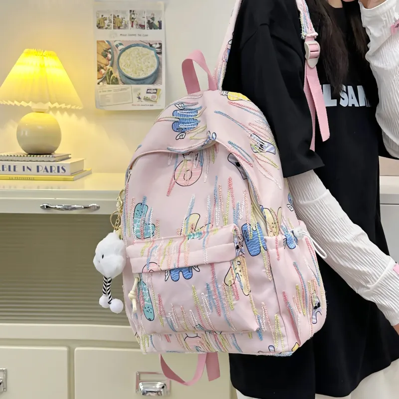PINK·LAND Nylon Backpack Women's Multicolor-13