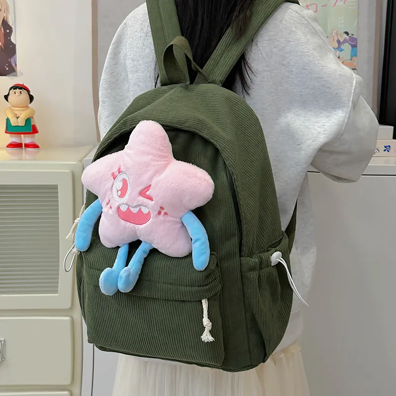 PINK·LAND Nylon Backpack Medium Size Women's White/Pink/Green/Yellow-20