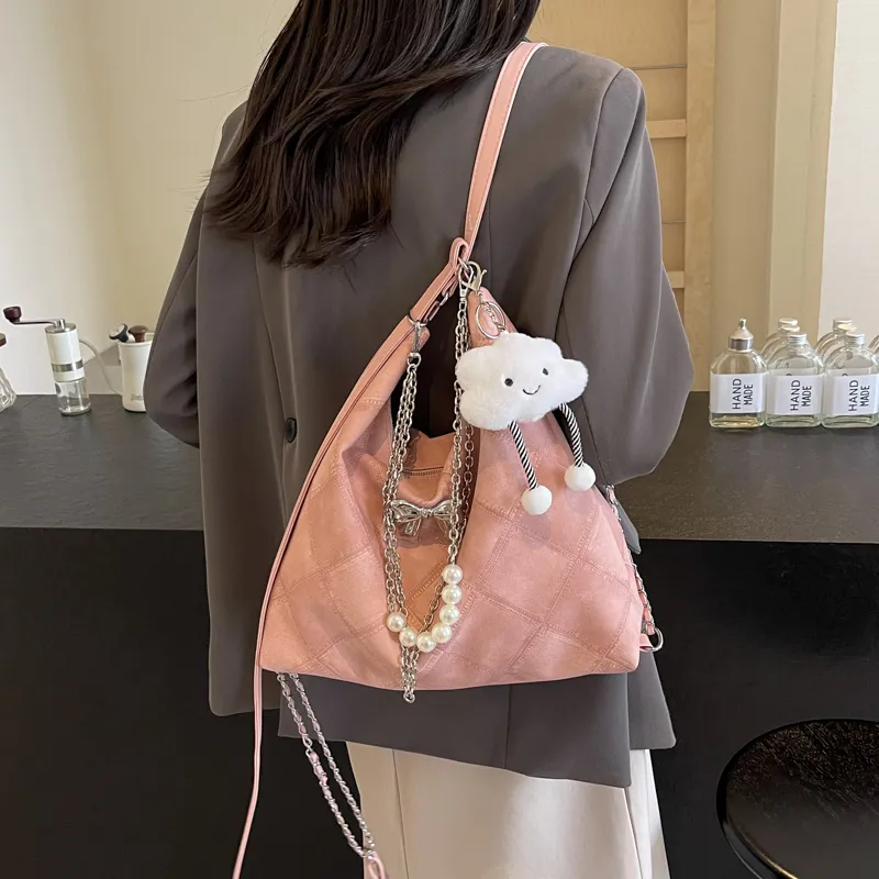 PINK·LAND PU Crossbody Bag Shoulder Bag Women's Dark Tea/Blue/Ecru/Pink-21