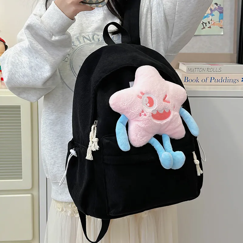PINK·LAND Nylon Backpack Medium Size Women's White/Pink/Green/Yellow-17