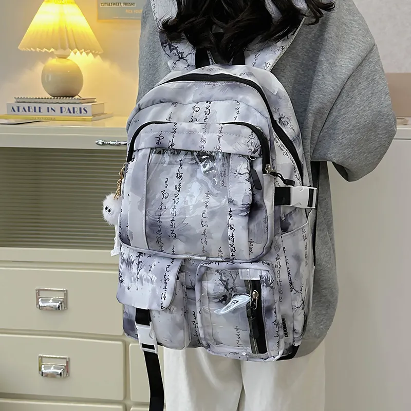 PINK·LAND Nylon Backpack Unisex Multicolor-2