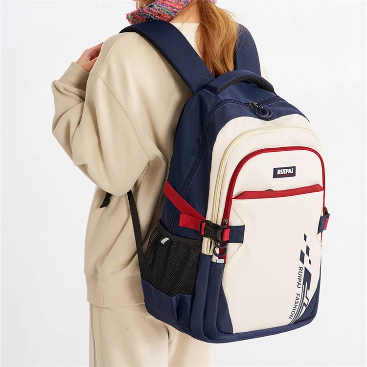 RUIPAI Fabric Backpack Regular Unisex Blue Red/Orange Green-2