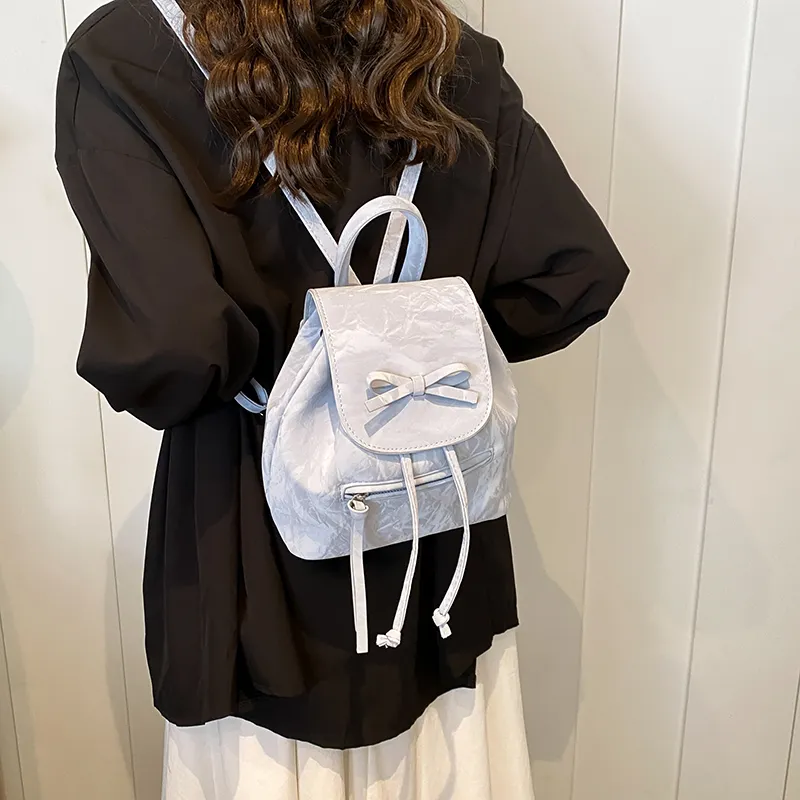 PINK·LAND PU Backpack Regular Women's Blue/Silver/White/Black-3