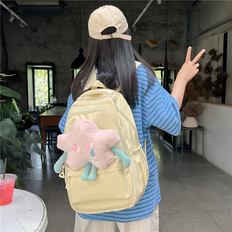 PINK·LAND Nylon Backpack Medium Size Women's White/Pink/Green/Yellow-7