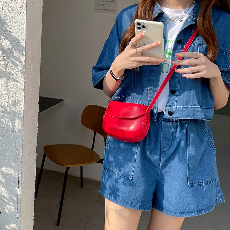 PINK·LAND Pu Shoulder Bag Regular Women's Red+Shopping Bag/Apricot+Shopping Bag/Chocolate+Shopping Bag-4