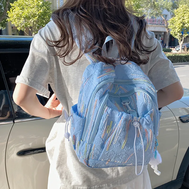 PINK·LAND Nylon Backpack Women's White/Pink/Yellow/Blue/Black-20