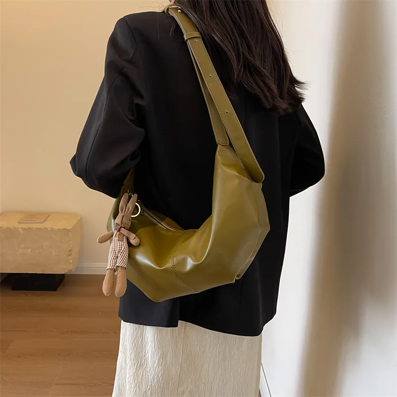 RUIPAI PU Water Dumpling Shoulder Bag Women's Black/Ecru/Coffee/Brown/Green-38
