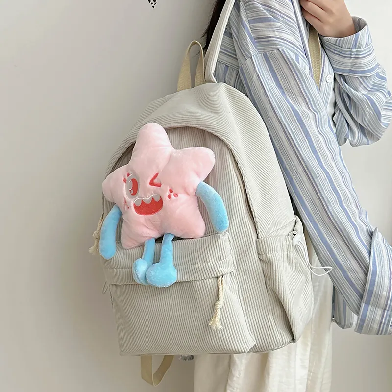PINK·LAND Nylon Backpack Medium Size Women's White/Pink/Green/Yellow-36