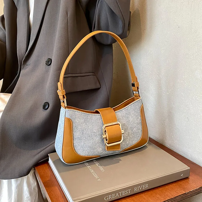 PINK·LAND PU Shoulder Bag Women's Denim Brown/Denim Silver/Denim Black-2