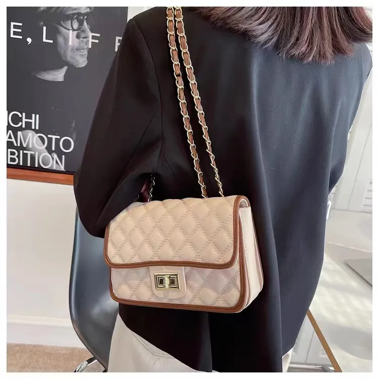 PINK·LAND PU Shoulder Bag Crossbody Bag Regular Women's Black And White/Yellow And Green/Ecru/Brown-17
