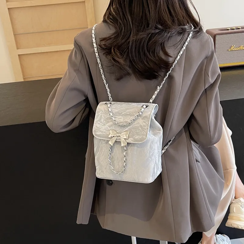 RUIPAI PU Backpack Women's Silver/Ecru/Green/Black-3