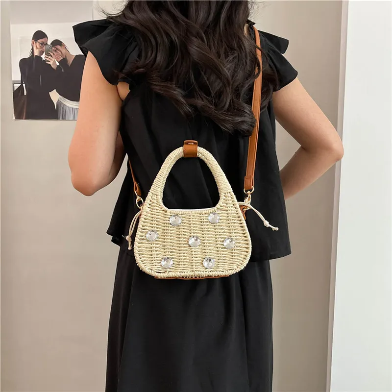 RUIPAI Woven Handbag Regular Women's Beige/Khaki-6