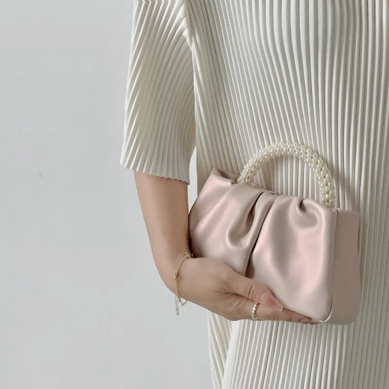 PINK·LAND PU Wrist Bag, Cloud Bag, One Shoulder Handbag Mini Women's White/Pink/Gold/Silver-6