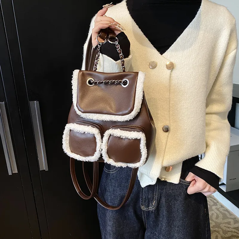 RUIPAI PU Backpack Regular Women's Brown/Coffee/Black-11