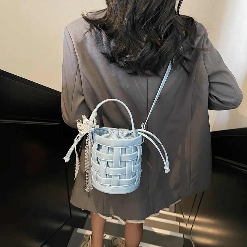 RUIPAI PU Bucket Bag Handbag Women's Black/Ecru/Blue/Silver/Pink-21