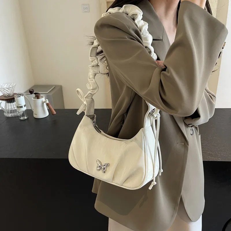 PINK·LAND PU Shoulder Bag Women's Ecru/Silver/Green Black-2