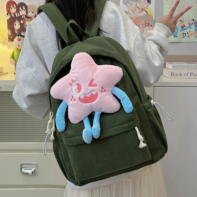 PINK·LAND Nylon Backpack Medium Size Women's White/Pink/Green/Yellow-21