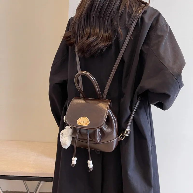 PINK·LAND PU Backpack Women's Black/Brown-14