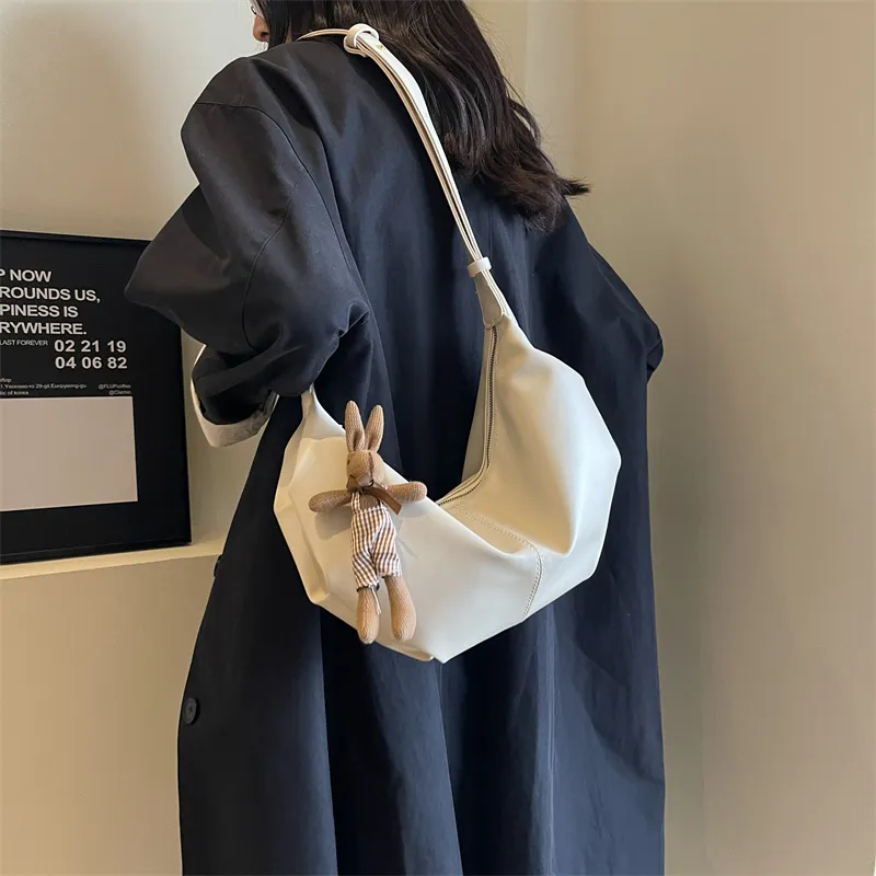 RUIPAI PU Water Dumpling Shoulder Bag Women's Black/Ecru/Coffee/Brown/Green-14