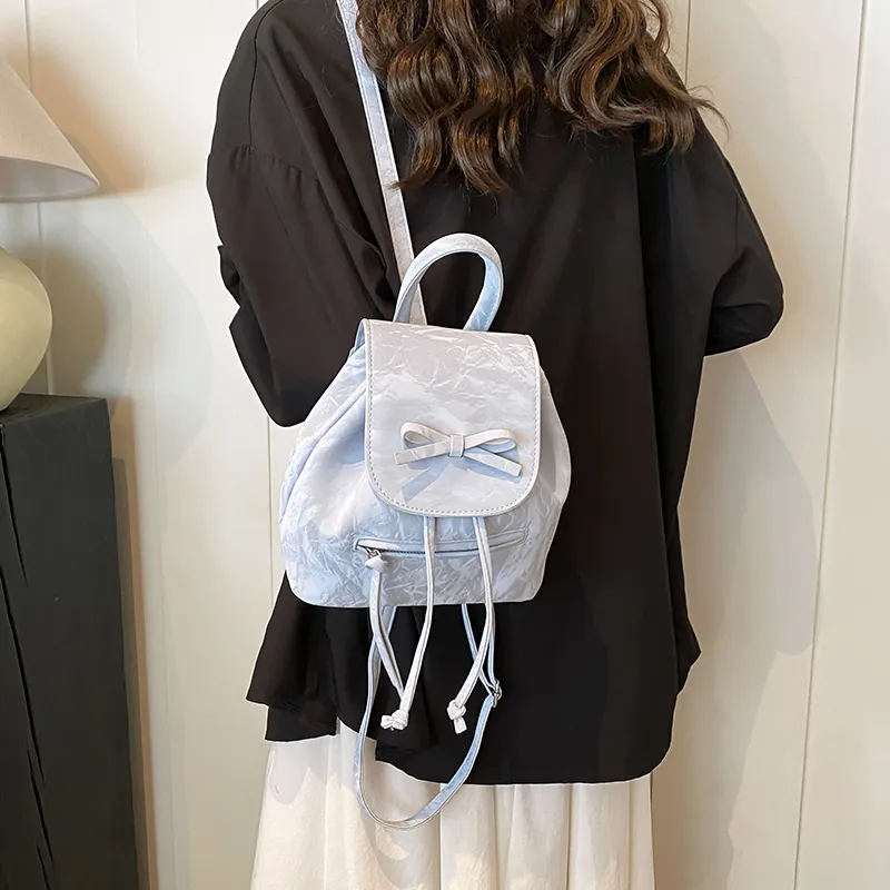 PINK·LAND PU Backpack Regular Women's Blue/Silver/White/Black-5