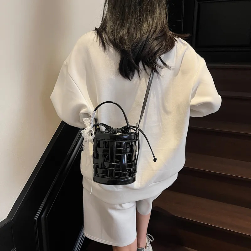 RUIPAI PU Bucket Bag Handbag Women's Black/Ecru/Blue/Silver/Pink-4