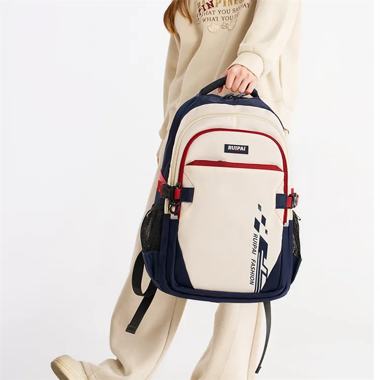 RUIPAI Fabric Backpack Regular Unisex Blue Red/Orange Green-5