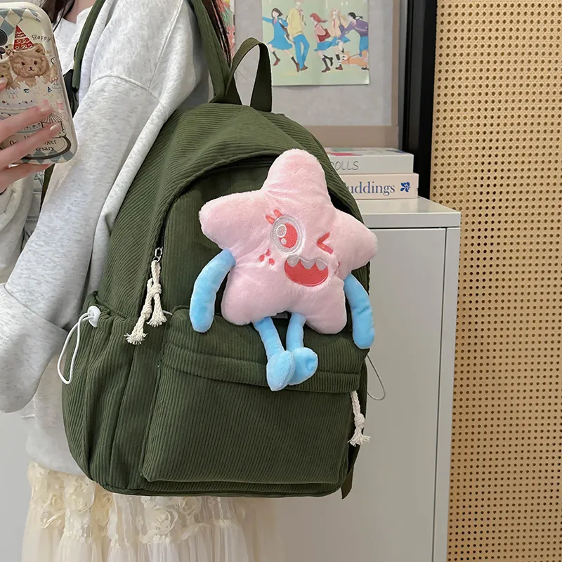 PINK·LAND Nylon Backpack Medium Size Women's White/Pink/Green/Yellow-25