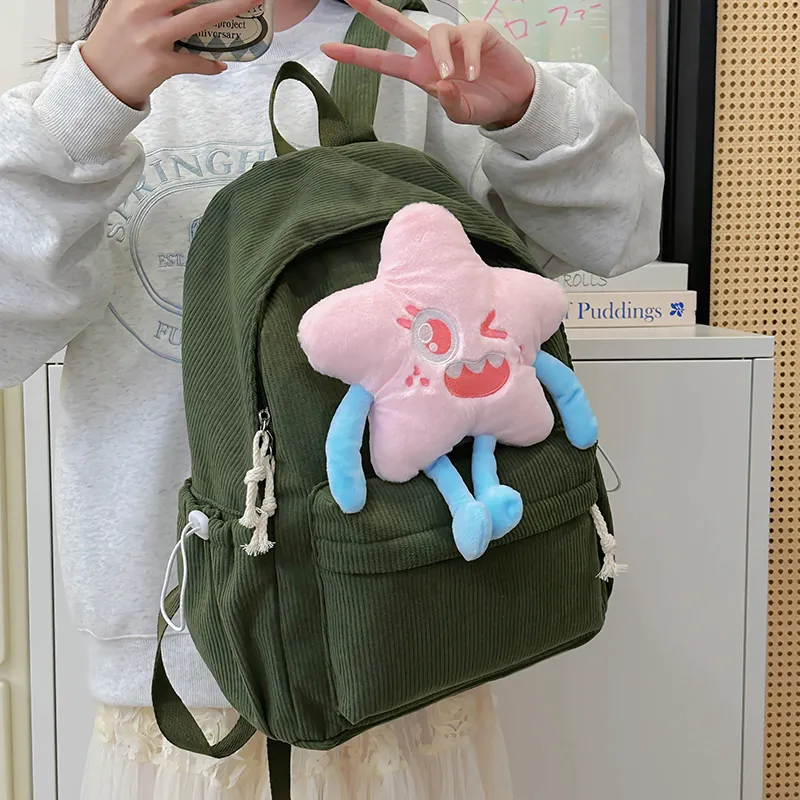 PINK·LAND Nylon Backpack Medium Size Women's White/Pink/Green/Yellow-24