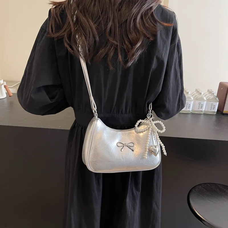 PINK·LAND PU Shoulder Bag Women's Ecru/Silver/Black/Burgundy/Brown-8