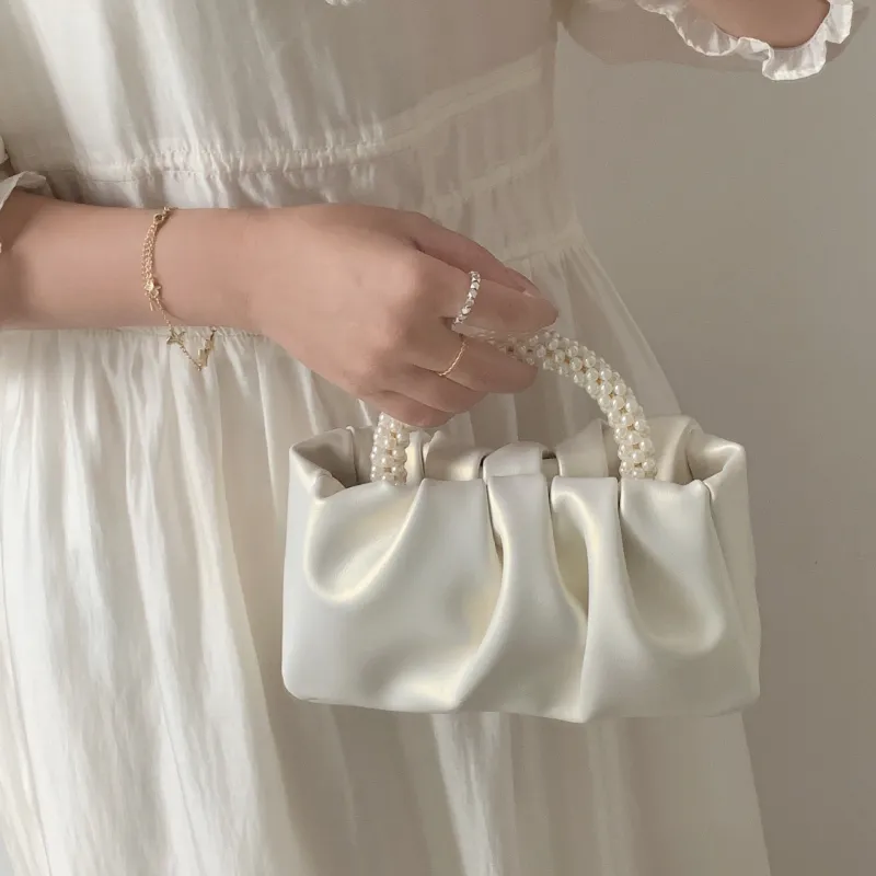 PINK·LAND PU Wrist Bag, Cloud Bag, One Shoulder Handbag Mini Women's White/Pink/Gold/Silver-3
