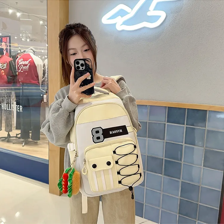 PINK·LAND Nylon Backpack Regular Unisex Multicolor-17