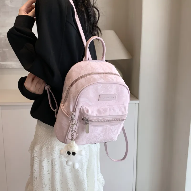 PINK·LAND PU Backpack Women's Black/Silver/Pink/White-7