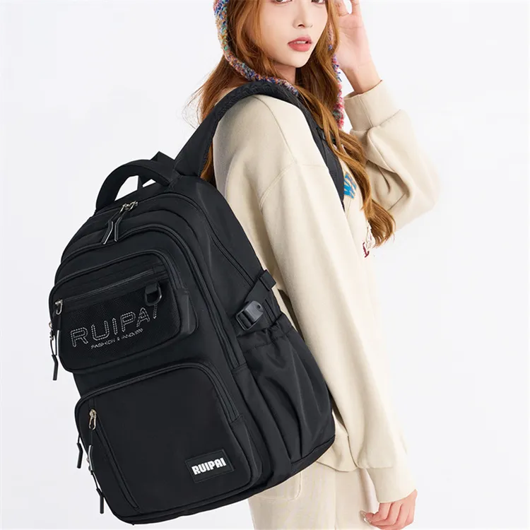 RUIPAI Fabric Backpack Unisex Purple Gray/Black/Ecru/Army Green-4
