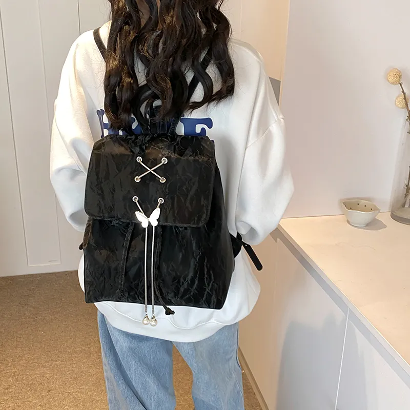 PINK·LAND PU Backpack Women's Silver/White/Green/Black-21