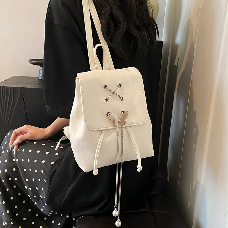 PINK·LAND PU Backpack Women's Silver/White/Green/Black-10