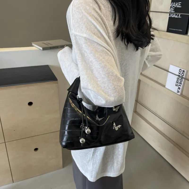 PINK·LAND PU Portable Crossbody Bag, Shoulder Bag Women's Silver/Black/White-6