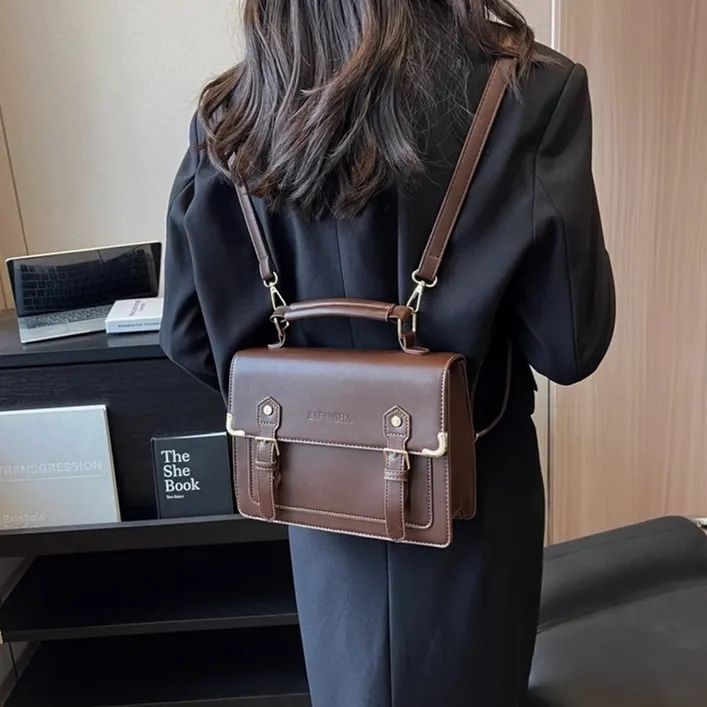 PINK·LAND PU Backpack One Shoulder Handbag Regular Women's Black/Light Brown/Coffee-13