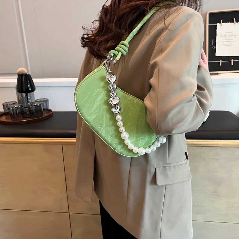 PINK·LAND PU One Shoulder Handbags Women's White/khaki/green/pink-14