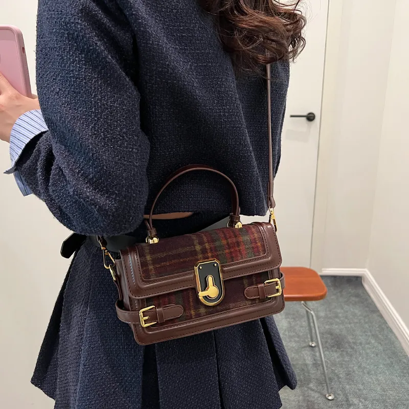 RUIPAI Woolen Crossbody Bag, Shoulder Bag, Handbag Regular Women's Coffee/Black/Burgundy-15