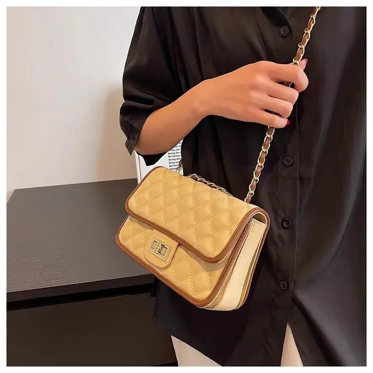 PINK·LAND PU Shoulder Bag Crossbody Bag Regular Women's Black And White/Yellow And Green/Ecru/Brown-9