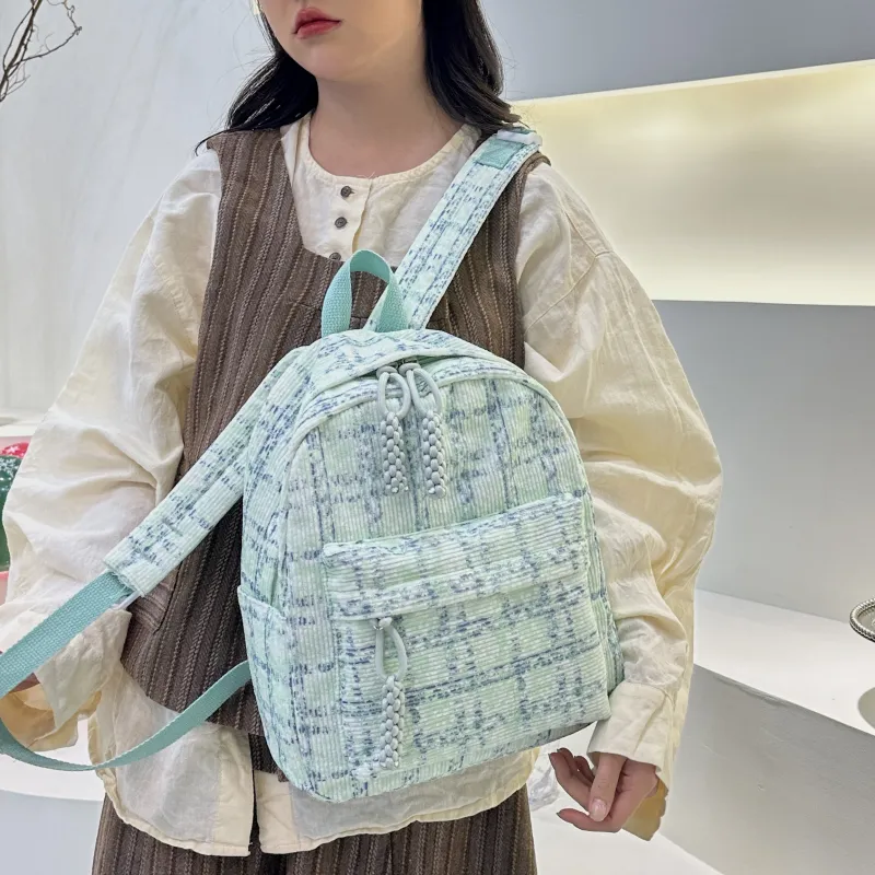 PINK·LAND Nylon Backpack Unisex Blue/Pink/Green-16
